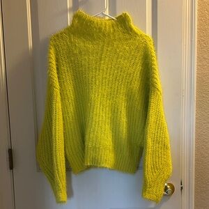 Express Vibrant Yellow Turtleneck Sweater